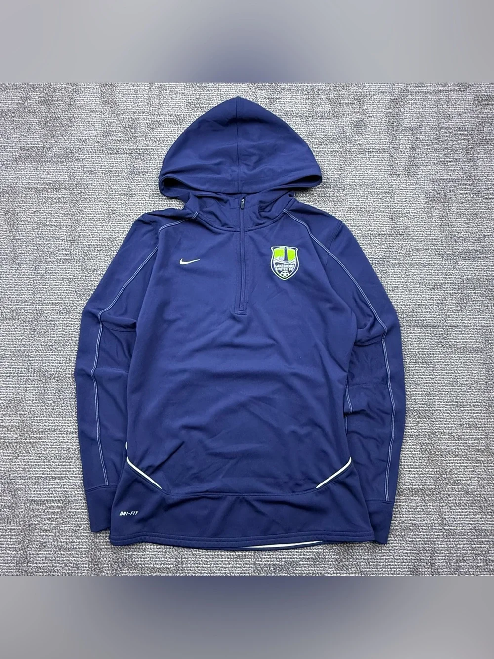 Nike Navy Blue Half-Zip Hoodie with Crest